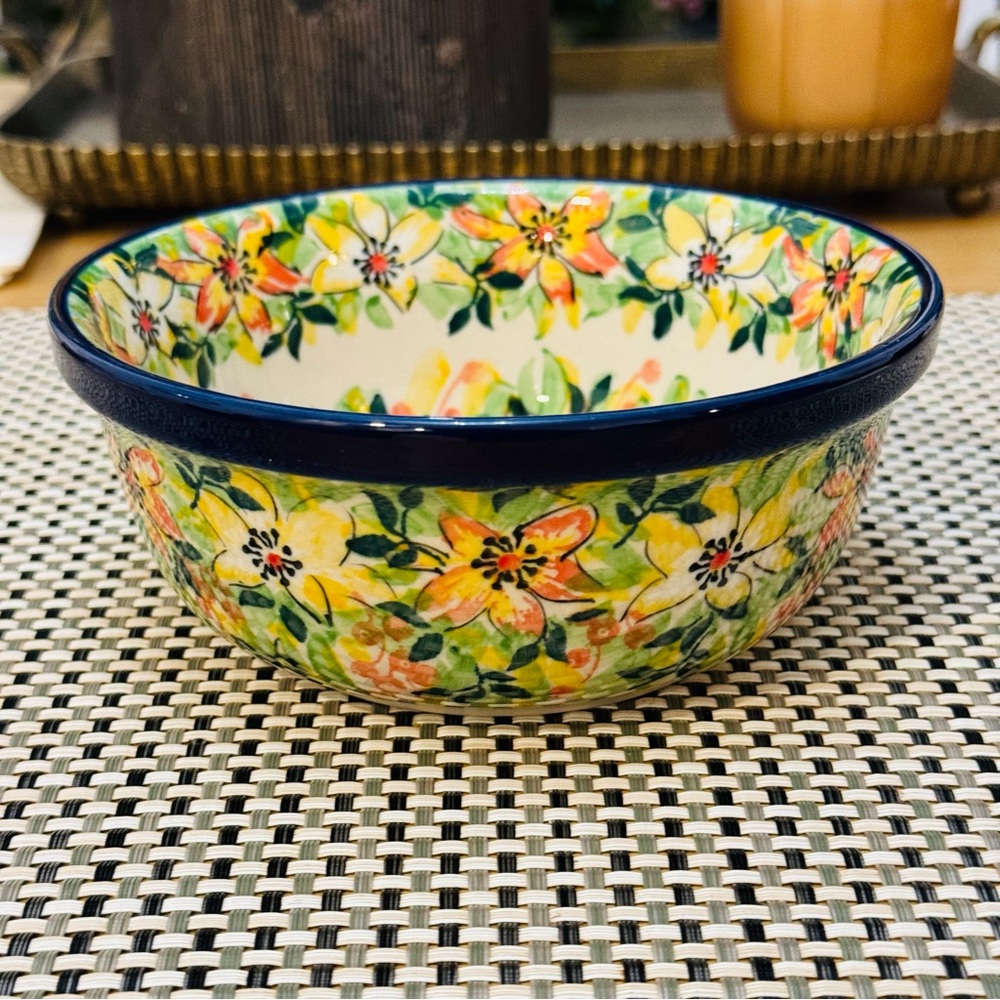 Polish Pottery  Bowl 6” Summer In The 60's UNIKAT UNIKAT